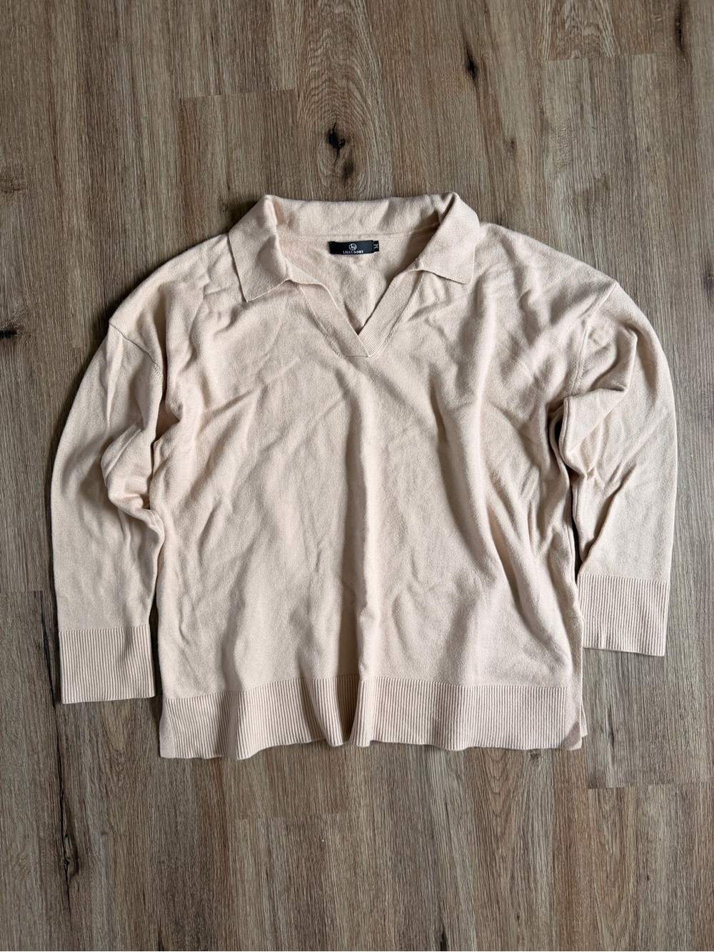 Tan Collared V‑Neck Sweater - Women's